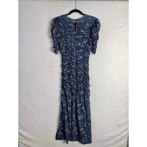 Free People Briella Floral Ruched Midi Dress in Navy Combo Sz XS - Picture 3 of 6